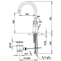 Alternative view of Vòi lavabo COTTO CT239C20 Cross nóng lạnh