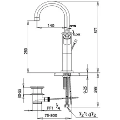 Alternative view of Vòi lavabo COTTO CT239YC16 Cross nóng lạnh