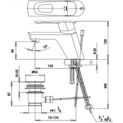 Alternative view of Vòi lavabo COTTO CT260N Majesty II nóng lạnh