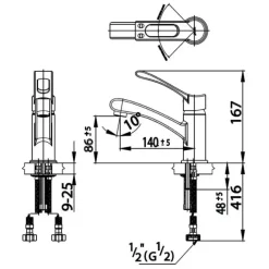 Alternative view of Vòi lavabo COTTO CT300A Enna nóng lạnh