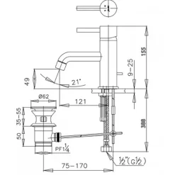 Alternative view of Vòi lavabo COTTO CT542A Anthony nóng lạnh