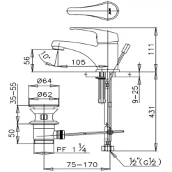 Alternative view of Vòi lavabo COTTO CT561D Arona nóng lạnh