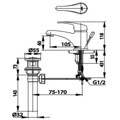 Alternative view of Vòi lavabo COTTO CT561E Arona nóng lạnh