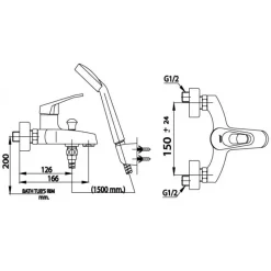 Alternative view of Vòi sen tắm COTTO CT2172E Arona I nóng lạnh