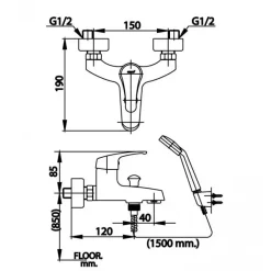 Alternative view of Vòi sen tắm COTTO CT366E Arona I nóng lạnh