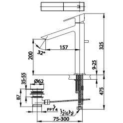 Alternative view of Vòi lavabo COTTO CT202AY Square thân cao nóng lạnh