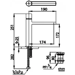 Alternative view of Vòi lavabo COTTO CT2065 Medio thân cao nóng lạnh