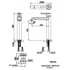 Alternative view of Vòi lavabo COTTO CT2262AY Linio nóng lạnh thân cao