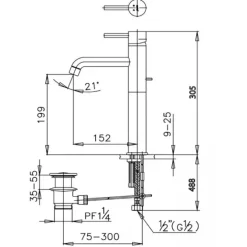 Alternative view of Vòi lavabo COTTO CT542AY Anthony thân cao nóng lạnh