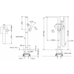 Alternative view of Vòi sen xả bồn tắm TOTO TBG02306BA#BFG/TBN01105B nóng lạnh đặt sàn màu vàng Pháp mờ