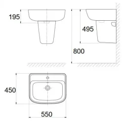 Alternative view of Chậu lavabo American Standard VF-0262/VF-7062 treo tường