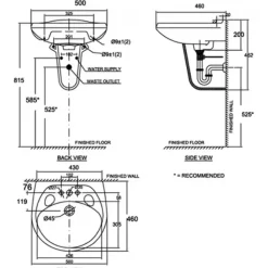Alternative view of Chậu lavabo American Standard VF-0969/VF-0912 Casablanca treo tường