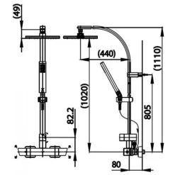 Alternative view of Vòi sen cây COTTO CT2134W Square nhiệt độ