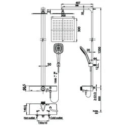 Alternative view of Vòi sen cây COTTO CT2307W nhiệt độ tay sen 3 chức năng