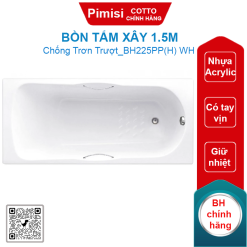 Bồn tắm xây Cotto BH225PP(H) WH 1.5M có tay vịn