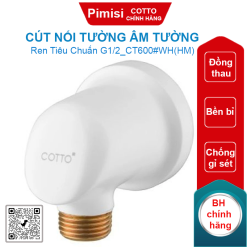 Cút nối tường Cotto CT600#WH(HM) âm tường màu trắng