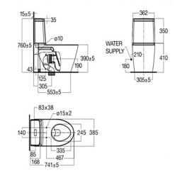 Alternative view of Bồn cầu American Standard 2307-WT (3307-WT + 4307-WT) 2 khối