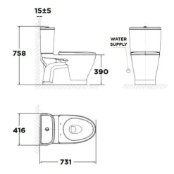 Alternative view of Bồn cầu American Standard VF-2162 ( VF2162) 2 khối Loven xả xoáy kép