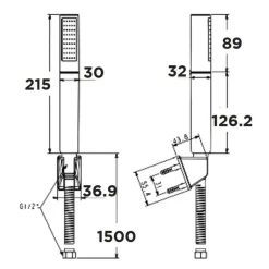 Alternative view of Tay sen tắm American Standard WF-S508 (WFS508) Duo Stix đen dây sen 1.5m