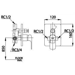 Alternative view of Củ sen tắm Cotto CT2145A#GR nóng lạnh âm tường màu vàng