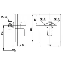 Alternative view of Van điều chỉnh nóng lạnh Cotto CT2204A âm tường