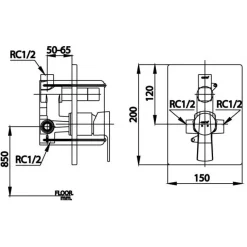 Alternative view of Van điều chỉnh nóng lạnh Cotto CT2207A âm tường