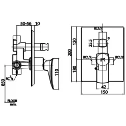 Alternative view of Củ sen tắm Cotto CT2255A#BLBR nóng lạnh âm tường màu đen nâu