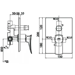 Alternative view of Củ sen tắm Cotto CT2255A#CRG nóng lạnh âm tường màu đồng