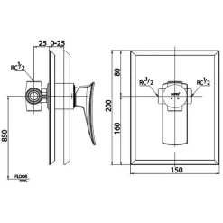 Alternative view of Van điều chỉnh nóng lạnh Cotto CT2256A âm tường