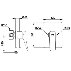 Alternative view of Van điều chỉnh nóng lạnh Cotto CT2303A âm tường