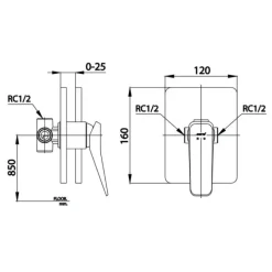 Alternative view of Củ sen tắm Cotto CT2303A#BL nóng lạnh âm tường màu đen