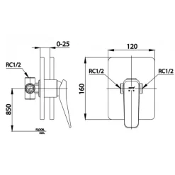Alternative view of Củ sen tắm Cotto CT2303A#GR2 nóng lạnh âm tường màu vàng