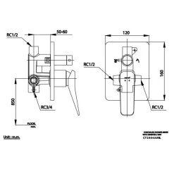 Alternative view of Củ sen tắm Cotto CT2304A#BL nóng lạnh âm tường màu đen