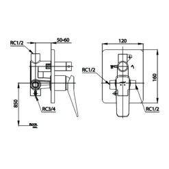Alternative view of Củ sen tắm Cotto CT2304A#BN2 nóng lạnh âm tường màu đen bóng