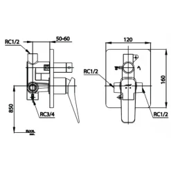 Alternative view of Củ sen tắm Cotto CT2304A#GR2 nóng lạnh âm tường màu vàng