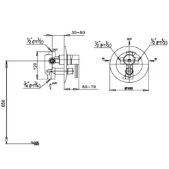 Alternative view of Van điều chỉnh nóng lạnh Cotto CT593AV âm tường Lever Handle