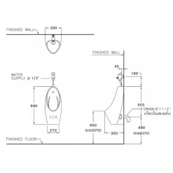 Alternative view of Bồn tiểu nam Cotto C30207 treo tường