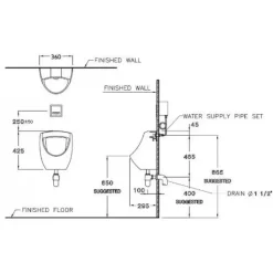 Alternative view of Bồn tiểu nam Cotto C3080BI Baron treo tường cấp âm