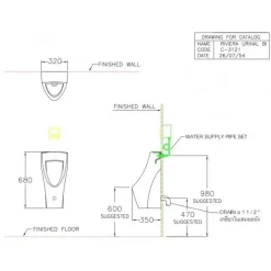 Alternative view of Bồn tiểu nam Cotto C31217BI Riviera treo tường