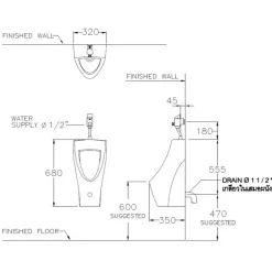 Alternative view of Bồn tiểu nam Cotto C31217 Riviera treo tường