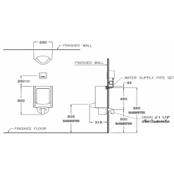 Alternative view of Bồn tiểu nam Cotto C313BI Natasha treo tường