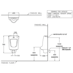 Alternative view of Bồn tiểu nam Cotto C3011(DC) cảm ứng dùng Pin