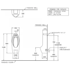 Alternative view of Bồn tiểu nam Cotto C31237AC Domenic cảm ứng dùng điện