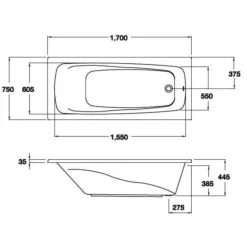 Alternative view of Bồn tắm xây Cotto BH220PP(H) WH 1.7M có tay vịn