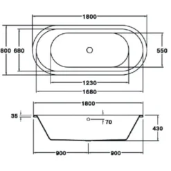 Alternative view of Bồn tắm xây Cotto BT239EL​​​​​​​ WH 1.8M