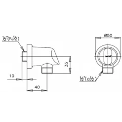 Alternative view of Cút nối tường Cotto CT600#BL(HM) âm tường màu đen