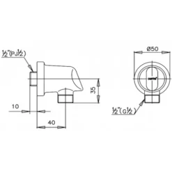 Alternative view of Cút nối tường Cotto CT600#WH(HM) âm tường màu trắng