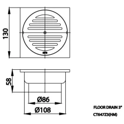 Alternative view of Thoát sàn Cotto CT647Z3(HM) (Ø86)