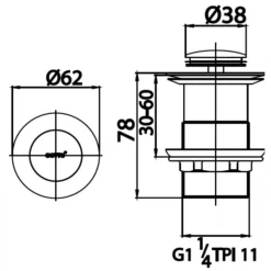 Alternative view of Họng xả Cotto CT6702N(HM) nút nhấn