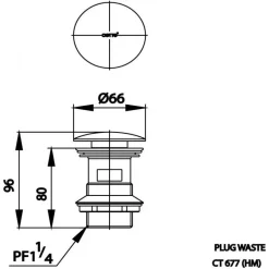 Alternative view of Họng xả Cotto CT677#BL(HM) nút nhấn màu đen